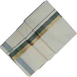 | Men's Kerala Kara Kasavu Pure Cotton Cream White Dhoti 4 Metres | Special Collection-image-25