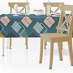 Amazon Brand - Umi Super Soft Brushed Microfiber Cotton Dining Table Cloth, Printed Rectangular 6 Seater Table Cover 60X90(Inches), (6 to 8 Seater, Blue)-image-19