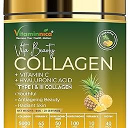 Vitaminnica Collagen Powder for Men & Women | Collagen Powder with Biotin, Vitamins C & E for Hair, Nails, Skin Radiance & Anti-Aging (Pine Apple)-image-49