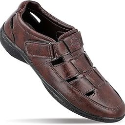 Men's Stylish Roman Sandals Hook & Loop with Velcro Strap for Formal and Casual Footwear - WF6269-image-111