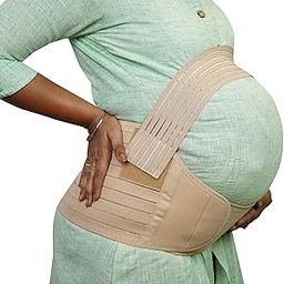 MOELELO Pregnancy Support Belt 3 in 1 Pre Natal-Belly Band, Breathable Adjustable Abdominal Binder Pelvic Waist Support, Helps in Back Pain, Pre and Postpartum, XXL, Beige-image-91