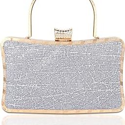 Glitter Clutch for Women's Evening Handbags for Bridal Wedding Silver-73