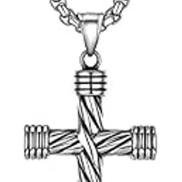 vien Stainless Steel Cross Silver Texture Retro Style Animal Punk Pendant Necklace Box Chain for Men and Womens-picture-11