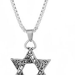 Necklace Pendant Retro Fashion Personality Hip Hop Hexagram Necklace Pendant European and American Men and Women Accessories Jewelry Item Personality Pendant Birthday Gifts Women Men-image-39