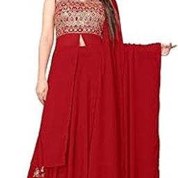 Women's Georgette Regular Ethnic Wear Kurta with Embroidery Work Traditional Indian Clothing for Lehenga Cholis Women-image-35