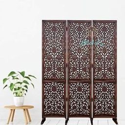 UMAAS® Unique Wooden Handicrafts Room Partition for Apartments/Screen Separator/Room Wall Divider with Stand for Living Room | Bedroom | Office | Restaurant | Shop | Saloon (3 Panel)-image-78