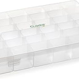 Clazkit Plastic 36 Grid Cells Multicolorpurpose Jewellery Organizer Rectangular Storage Box, with Adjustable Dividers, Transparent Storage Organizer Box for Jewelry Beads Earring-12