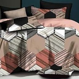 Ketostics Combo of 300 TC Premium Glace Cotton King Size Duvet Cover with Zipper (Dohars) 90x100 inch & Elastic Fitted 1 Double Bedsheet Cover 2 Large Pillow Covers (72x78x8 Inch) AS-09-image-55