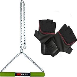 Rioff® Hanging rod Pull Up Bar for Height Increaser and Pull Exercise with Heavy Chain With Weight Lifting Gloves 6FT Green-picture-6