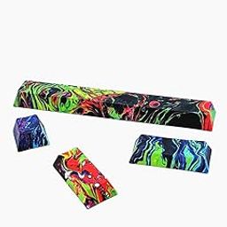 MECHKYP 4 Pcs Custom Keycaps Dye Sublimation Artisan PBT Keycap Set R4/Esc 2.25u Enter 6.25u Spacebar Cherry Profile for All MX Switch Gaming Mechanical Keyboard DIY Replace (Graffiti)-image-1