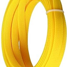 Bettomshin 1Pcs Cable Management Sleeve, 5x10mm/0.2x0.39(LxW) 16.4Ft PET Yellow Cord Protector, Wire Loom Tube Insulated Split Sleeving for USB Cable Power Cord Organizer Video Cable Hider-picture-18