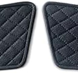 THE BIKERZ Continental GT Pure Leather Tank Knee Pads (Checkered Black with Black Stitch)-19