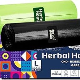 Herbal Home Dustbin bags | trash bags | Garbage Bags - Biodegradable, Strong & Leak-Proof, Odor Control, Trash Bags|15 Bags per pack Green & Black Large -Pack Of 2-image-52