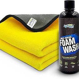 SOFTSPUN Microfiber 900gsm 2pcs 40x40cm Yellow+Grey + 500mL Car & Bike Premium Liquid Shampoo Combo | Extra Suds, Removes Tough Dirt & Grime | pH Neutral | Works with Bucket & Foam Cannon-image-49