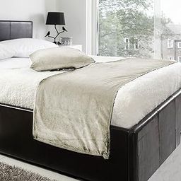 Luxury Velvet Bed Runner Set | Scarf | Throw | with 2 Cushion Cover for All Bed Sizes (Silver, QUEEN-19.6X 76 inch)-image-97