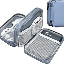 Miloocul Leather External Hard Drive Case for Western Digital WD Elements / My Passport / My Passport Ultra - Portable Hard Drive Carrying Case (1TB/2TB/4TB/5TB) (Gray & Blue, Double Layer)-0