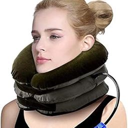 MHstar Portable Travel Neck Pillow Three Layers Tractor Massager Excerciser For Cervical Spine Neck Back Shoulder Pain Cervical 3 Layer Neck Traction Device Effective and Fast Relief Neck Pain Inflatable Neck Stretcher Collar Device for Men and Women-picture-54