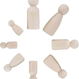 ultra design Wood Family Peg Doll Set, Brown, Set of 8 Pieces-21