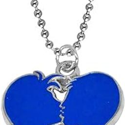 SRomantic Lover Heart Love Locket with Chain Rhodium Zinc, Metal Pendant Set Silver,Blue Zinc, Metal Heart Pendant Necklace Chain for Men and Women-image-56
