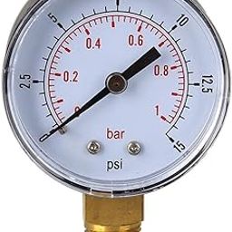 UJEAVETTE 1Pcs Pressure Gauge Pressure Manometer Hydraulic Gauge 0-15 PSI 1.97" Dia-15