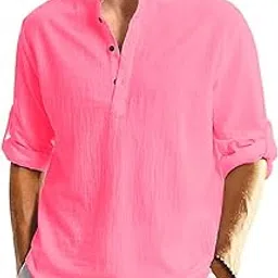 sqs Men's Slim Fit Full Sleeve Cotton Shirt Style Kurta for Men-picture-18