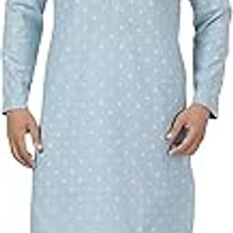 Men's Pastel Coloured Cotton Blend Relaxed Fit Printed Knee Length Regular Kurta (M130)-image-68