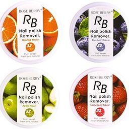 Rose Berry Nail Polish Remover Wipes, 32 Pieces, Fruit Flavored Pack of 4 - Orange, Blueberry, Apple, Strawberry-54