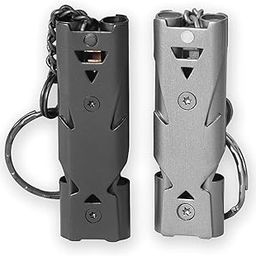 Store2508 Whistle Emergency, Safety Survival Whistle with Lanyard Keychain, High Pitch Double Tubes Coyote Whistle for Hiking Camping Hunting Boating Rescue Signal Whistle (Silver & Black 2 Pcs)-image-44