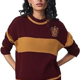 the souled store Harry Potter: The Bravehearts Women and Girls Long Sleeves Round Neck Brown Embroidered Acrylic Oversized Sweaters-picture-40