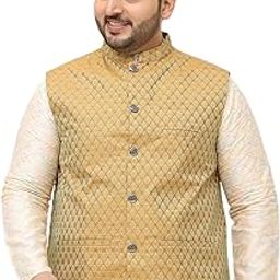 Plus (Since 1958) Men's Jacquard Silk Self Design ONLY Nehrujacket-image-7