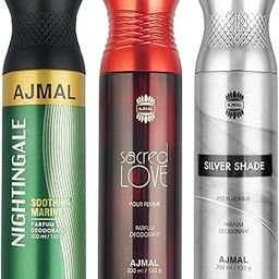 Ajmal 1 Nightingale for Men & Women, 1 Sacred Love for Women and 1 Silver Shade for Men Deodorants, Citrus, 200 ml, Pack of 3-picture-28