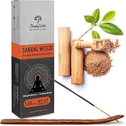 Simply Vedic Premium Handmade Natural Sandalwood Incense Sticks for Meditation, Yoga,Spiritual Healing,Prayers,Aromatherapy Energy Cleansing (250 Grams/ 135 Sticks + Incense Holder) Lasts 45-Minutes-image-10