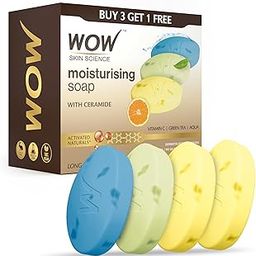 WOW Skin Science Moisturising Soaps with Ceramide | Vitamin C, Green Tea, Aqua | Long-Lasting Moisturisation | No Paraben Soaps | Pack of 4 | 400g-21