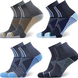 Cotton Sports Socks for Men, Full Terry/Towel Cushioning Ankle Length, High Performance Athletic Wear For Running, Cycling, Workout And Outdoor Sports, Combo Pack of 4 Pair Socks, Assorted-11