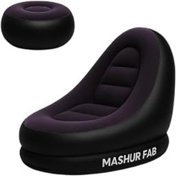 Glitva Enterprise Inflatable Leisure Sofa Chair and Footstool, Outdoor Folding Lounger Flocking Lazy Couch, 2-in-1 Lounge Bed Set Portable Recliner with Air Pump (Purple)-image-86