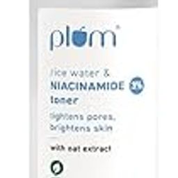 Plum 3% Niacinamide & Rice Water Face Toner | Alcohol-Free Toner for Oily Acne Prone Dry Combination Skin | Pore Tightening & Glowing Skin |Fades Blemishes, Brightens & Smoothens | Women & Men | 150ml-5
