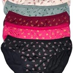 XOWONA Women's Medium Coverage Super Combed Cotton Mid Waist Bikini with Concealed Waistband (Pack of 6 Colors & Prints)-image-39