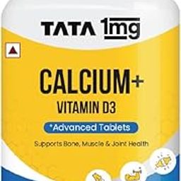 TATA 1mg Calcium & Vitamin D3 supplement with Zinc, Magnesium & Alfalfa | High absorption Calcium Citrate Malate form | 500mg Calcium & 400iu Vitamin D3 | For strong bones & joints | 60 tablets-5