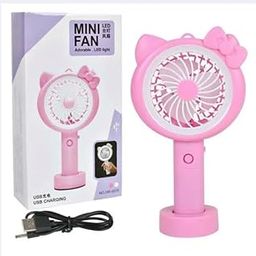 KGeM NEW Cute Kitty Mini Fan | 3-Speed Mode | LED Light | USB Rechargeable | for Travel, Office & Home-3