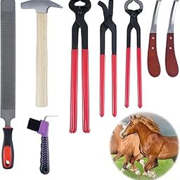 lukar 8PCS Farrier Tools Kit Horse Hoof Trimmers, Includes Horse Hoof Nipper, Horseshoe Cutting Pliers, Hoof Nail Clincher, Hoof Hammer, Hoof Knife, Rasp File, Horseshoe Brush-26