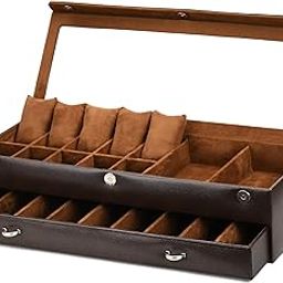 Faux Leather Croro-Finish-Print Sunglasses case Double Storey Magnetic Closure Sunglasses Box Organizer, Transparent lid Feature-image-72
