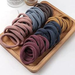 Elastic Dark Colors Hair Rubber Bands Ponytail Ties Strechable Scrunchie, Hair Ties for Thick Hair, Hair Bands For Women and Girls (Pack of 30 Pcs)-65