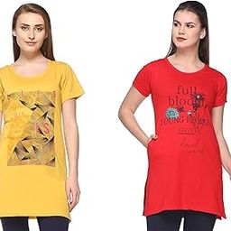 Women's Longline Side Pockets Side Slits Sleepwear Tshirts Combo (Pack of 2) (2CMTLPA7705A6_XL)-picture-14