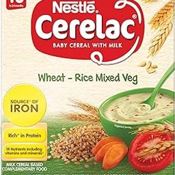 CERELAC Baby Cereal with Milk , Wheat - Rice Mixed Veg , From 10 to 24 Months , Stage 3, Source of Iron & Protein , 300g Bag-In-Box Pack-15