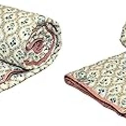 PINAARAS INTERIOR Cotton Quilt Booti Print Jaipuri Rajasthani Traditional Cotton Rajai Quilt Razai - Green, Single Bed Set of 2-image-59