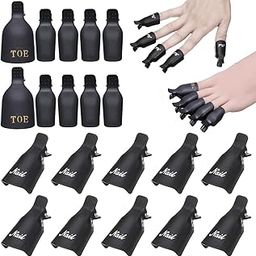 Akstore 20 PCS Nail Polish Remover Clips,Toenail and Finger Gel Nail Polish Remover Clips Acrylic Nail Art Soak Off Clip Caps (Black)-image-64
