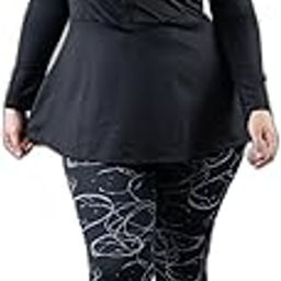 Women's Longsleeves Zippered Padded Rashguard 2-Piece Plus Size Swimset (Black & White)-picture-7