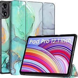 Robustrion Cover for Redmi Pad Pro 12.1 Cover Case, Trifold Flip Cover for Redmi Pad Pro 5G Tablet 12.1 inch [ Auto Sleep Wake Support] - Marble Green-27