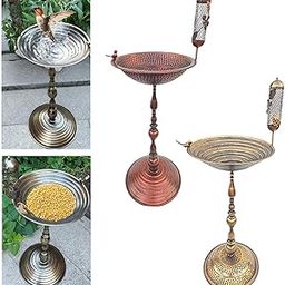CALANDIS™ Metal Bird Bath Bowl Lawn Yard Crafts for Outdoors with Bird Statue Birdbath red Bronze | Birdbaths | Bird & Wildlife Accessories | Yard, Garden & Outdoor Living-image-66