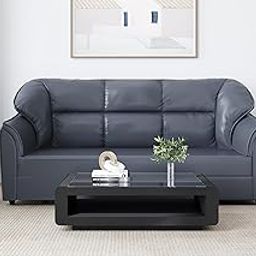 iAnanas Leather 3 Seater Sofa for Living Room, Home, Guest Room Three Seater Luxury Sofa Set for Office Waiting Area - Grey-image-41